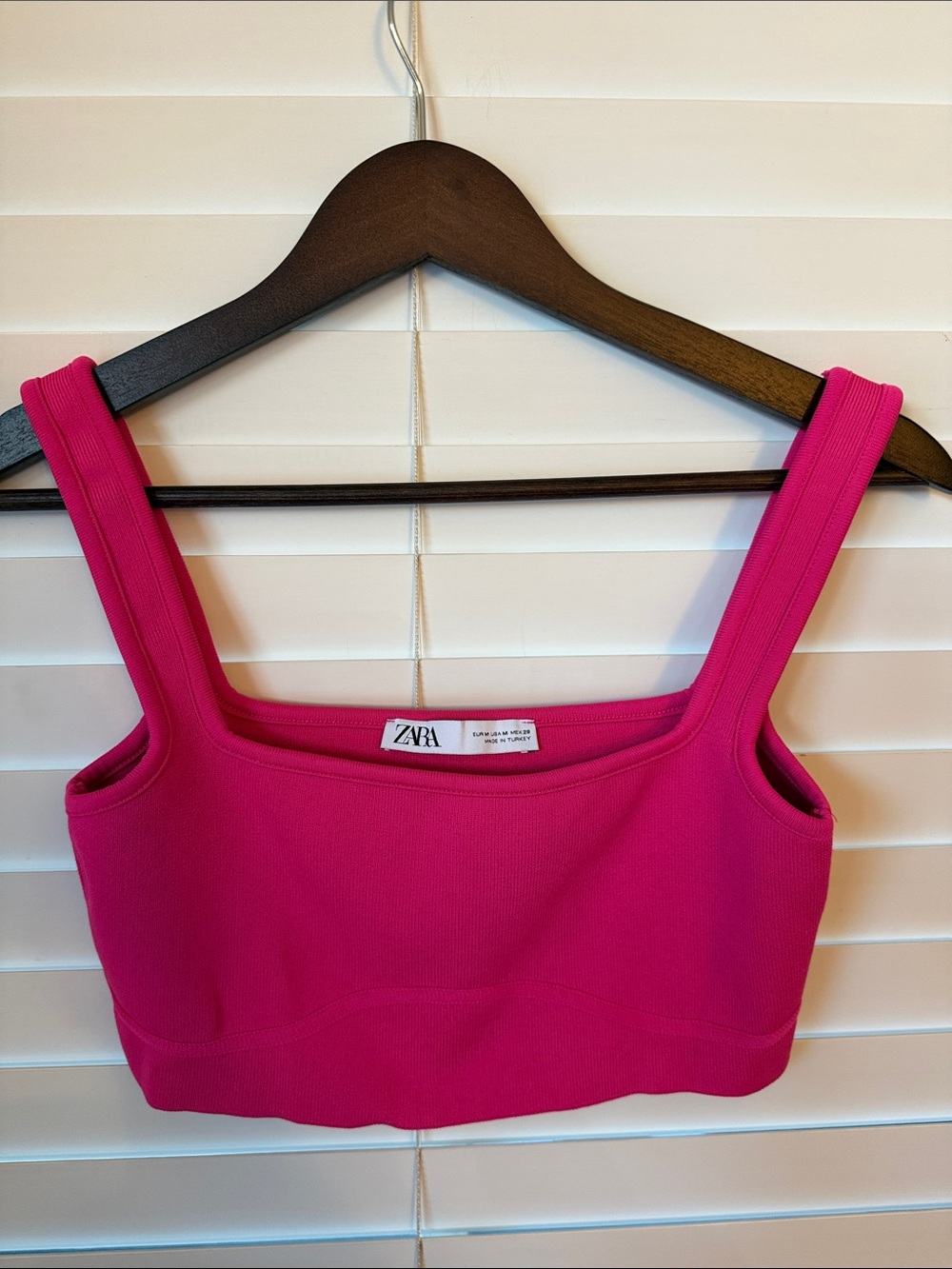 ZARA Bright Pink Ribbed Crop Bralette